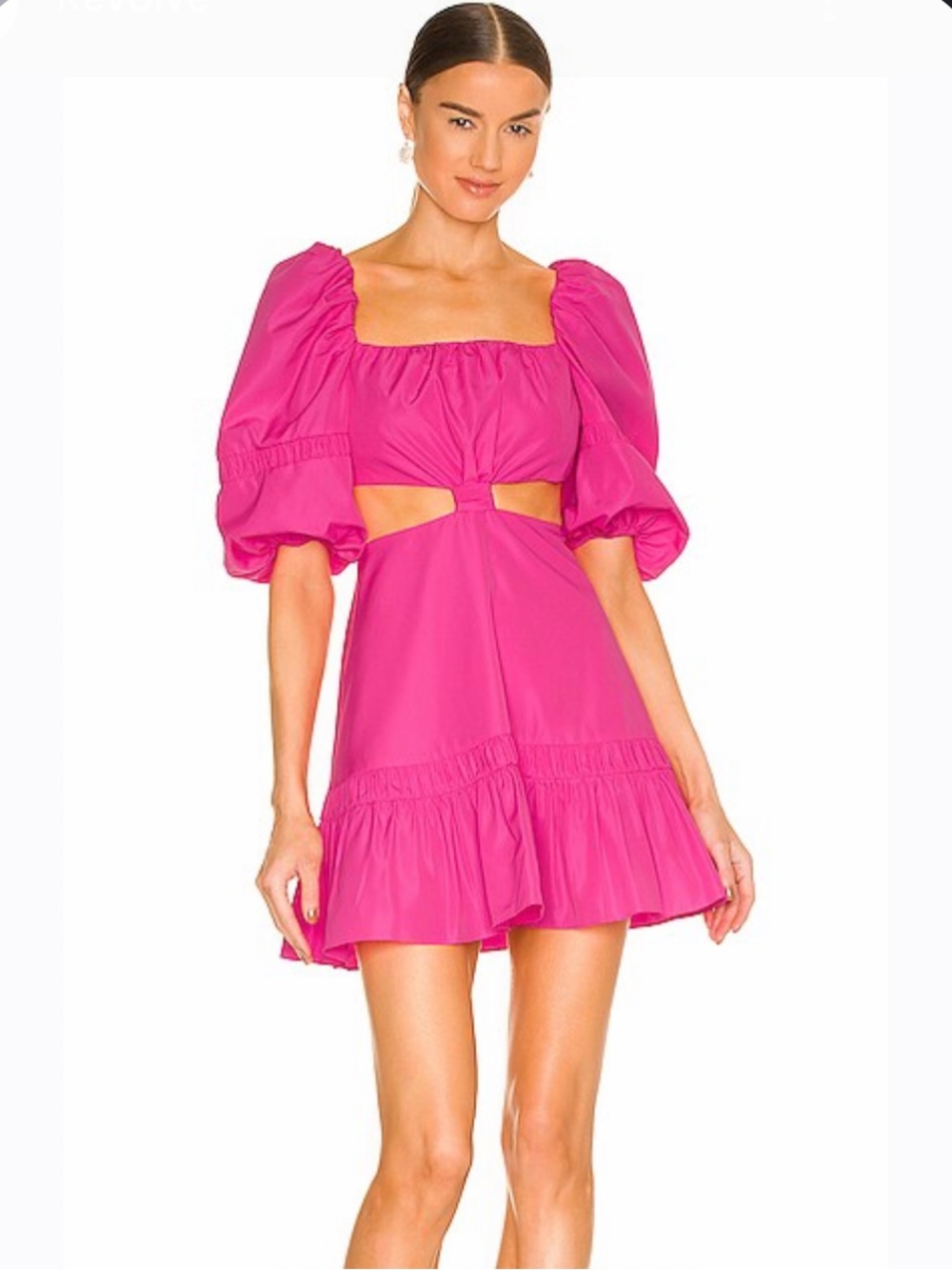 Alexis Bertana Magenta Puff Sleeve Cutout Mini Dress Size XS